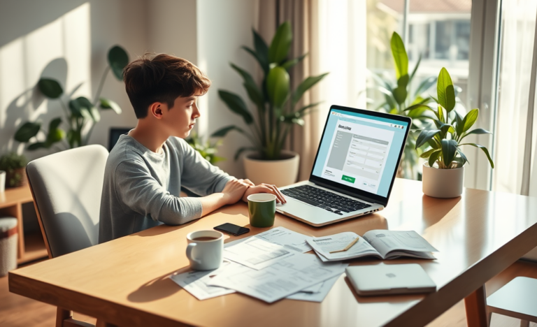 A person applying for an online loan with immediate approval on a laptop.