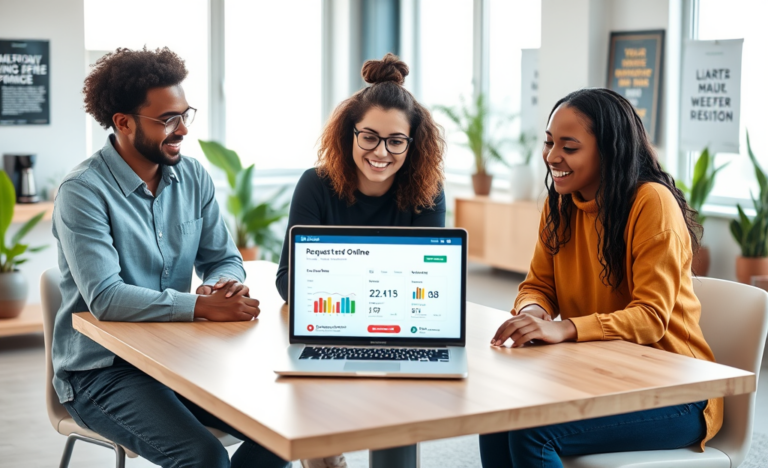 An engaging visual representing online credit requests and financial management.