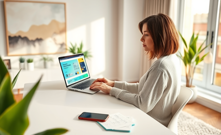 Illustration of digital credit access with security features like virtual credit cards and biometric authentication.