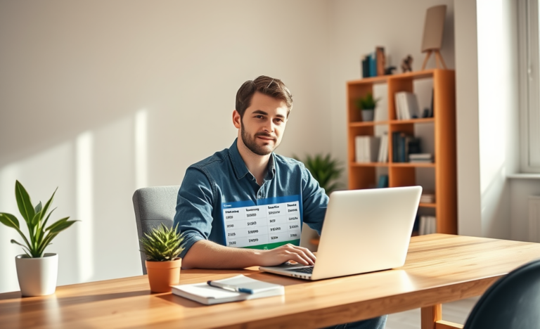 Illustration of a person applying for an online loan from the comfort of their home.