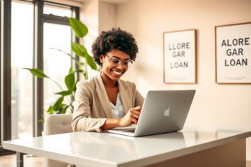 A person contemplating their customized loan options on a laptop.