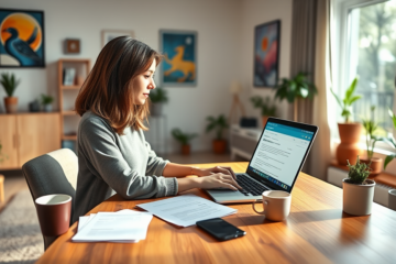 A person filling out an online loan application form easily and quickly.