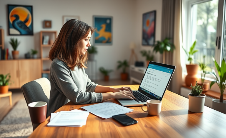 A person filling out an online loan application form easily and quickly.
