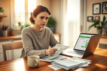 A person reviewing financial documents for a personal loan to cover emergency expenses.