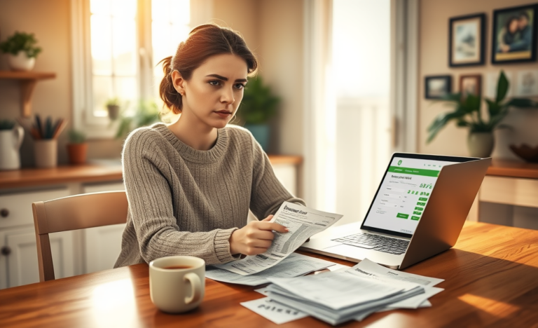 A person reviewing financial documents for a personal loan to cover emergency expenses.