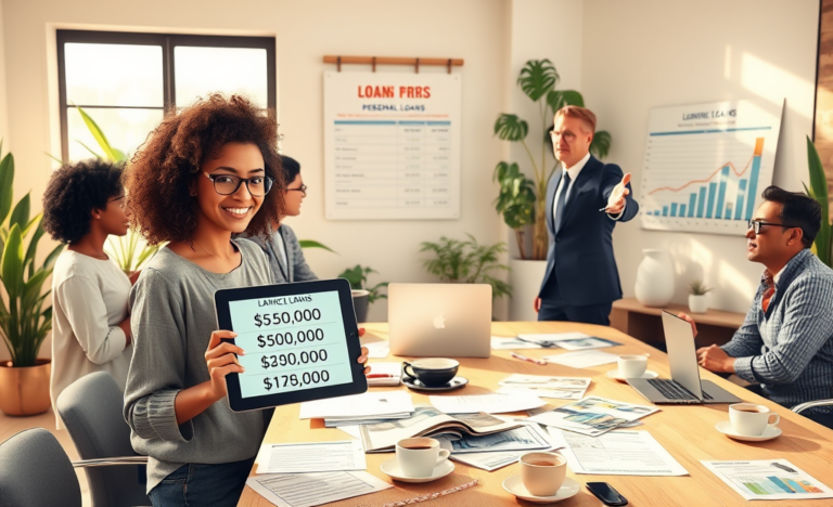 A visual representation of personal loans ranging from $5,000 to $100,000 showcasing flexible repayment options.