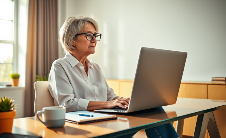 A person checking their available credit on a laptop.